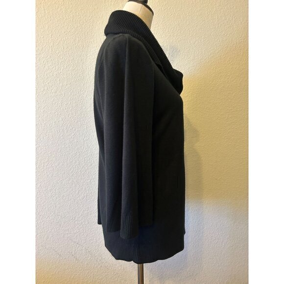 Luxe 360 Designer Cowl Neck Black Sweater 3/4 Sleeves Size Large - Picture 2 of 12